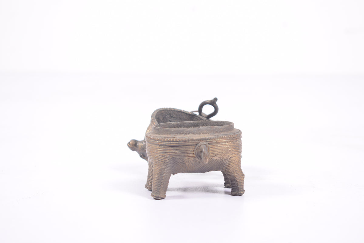 Brass Bull-Shaped Lidded Vessel