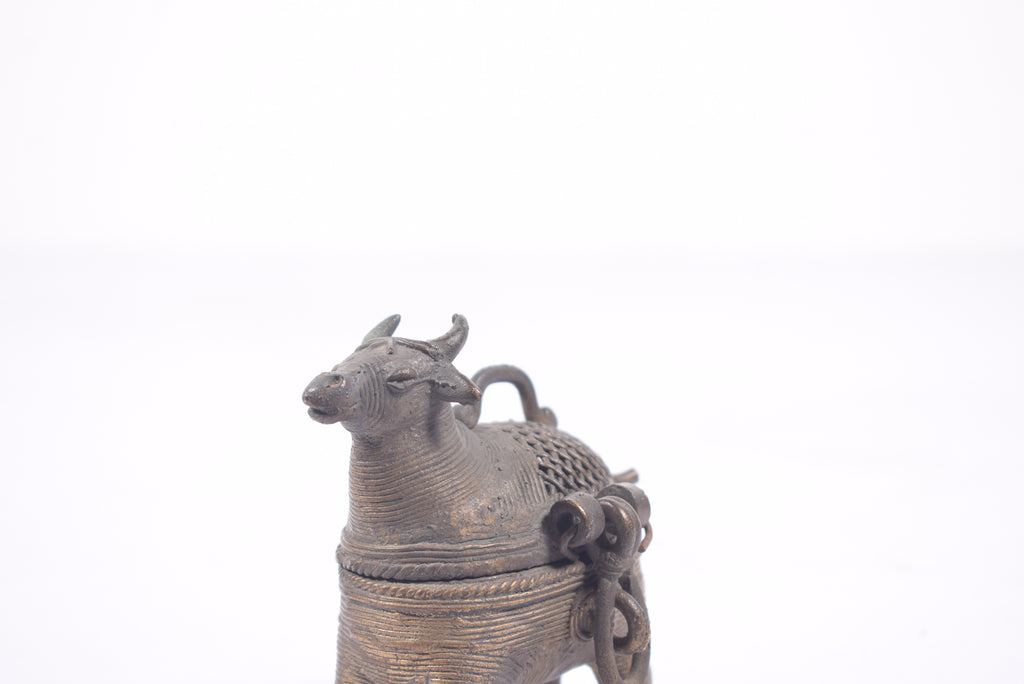 Brass Bull-Shaped Lidded Vessel
