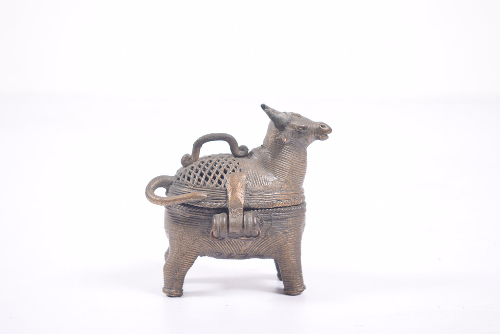 Brass Bull-Shaped Lidded Vessel