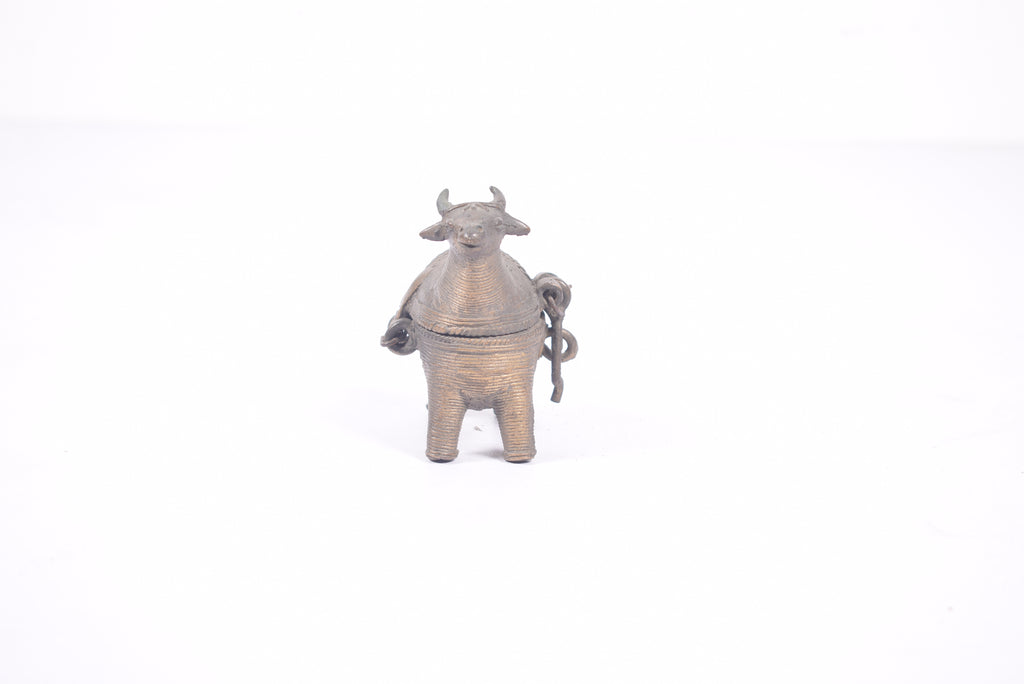 Brass Bull-Shaped Lidded Vessel