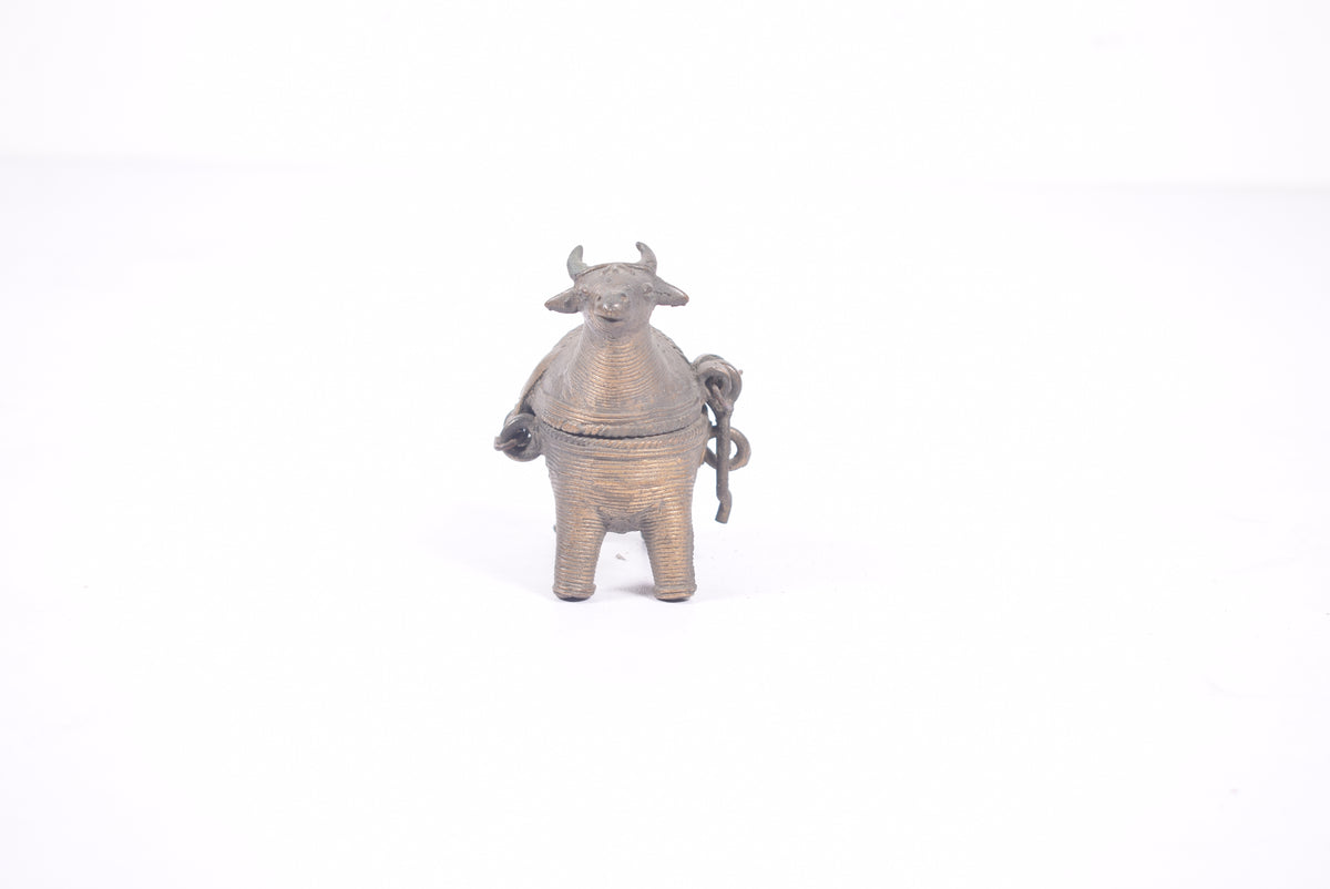 Brass Bull-Shaped Lidded Vessel