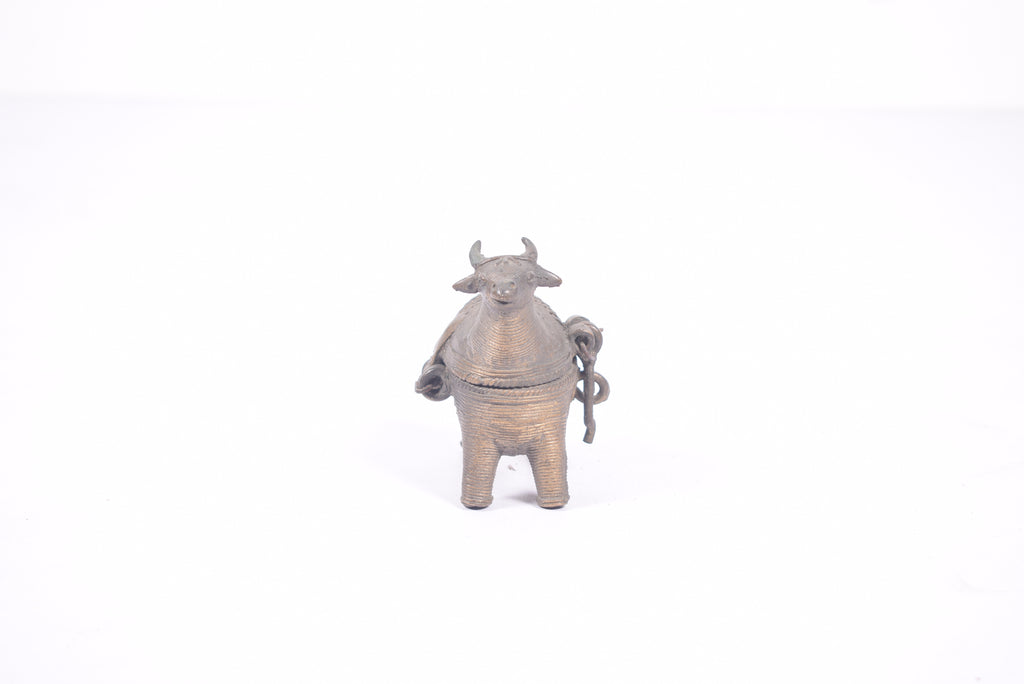 Brass Bull-Shaped Lidded Vessel