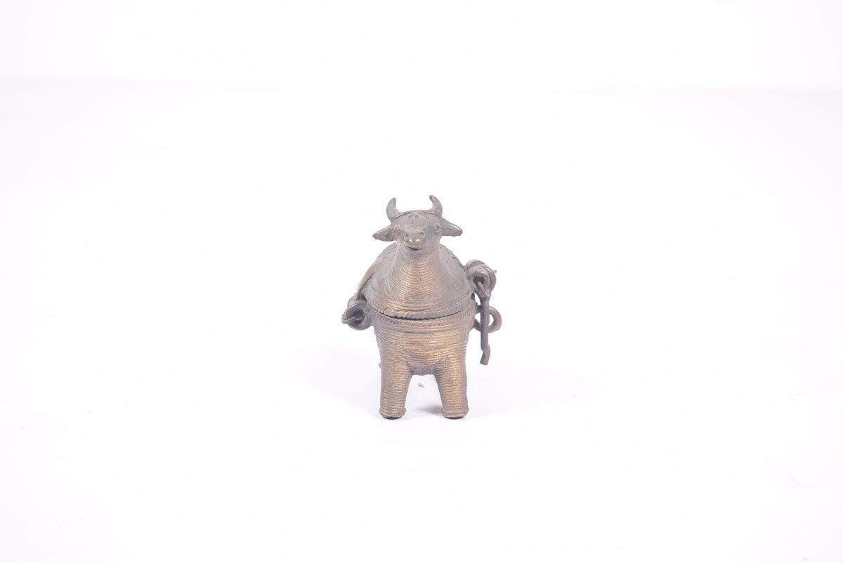Brass Bull-Shaped Lidded Vessel