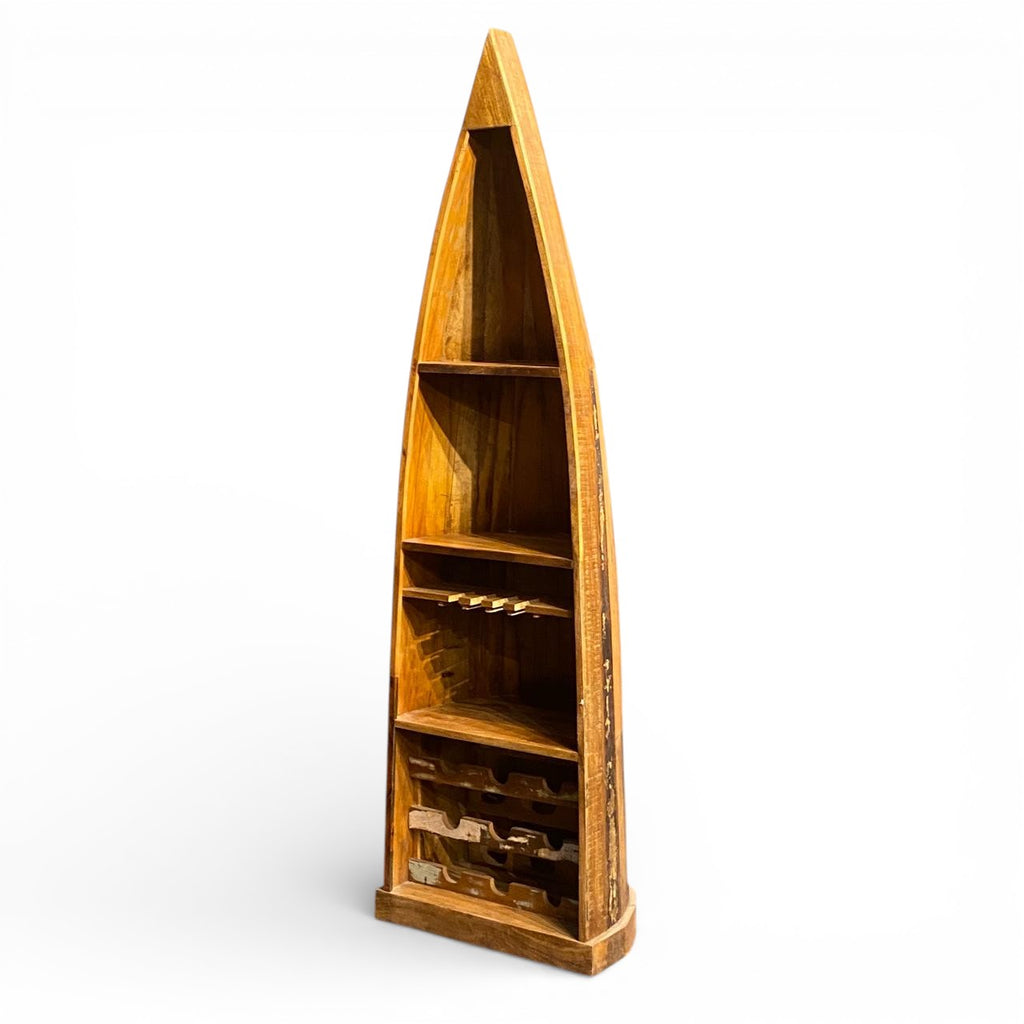 Antique Boat Style Book Rack – handcrafted vintage Indian decor from Jodhpur, Rajasthan