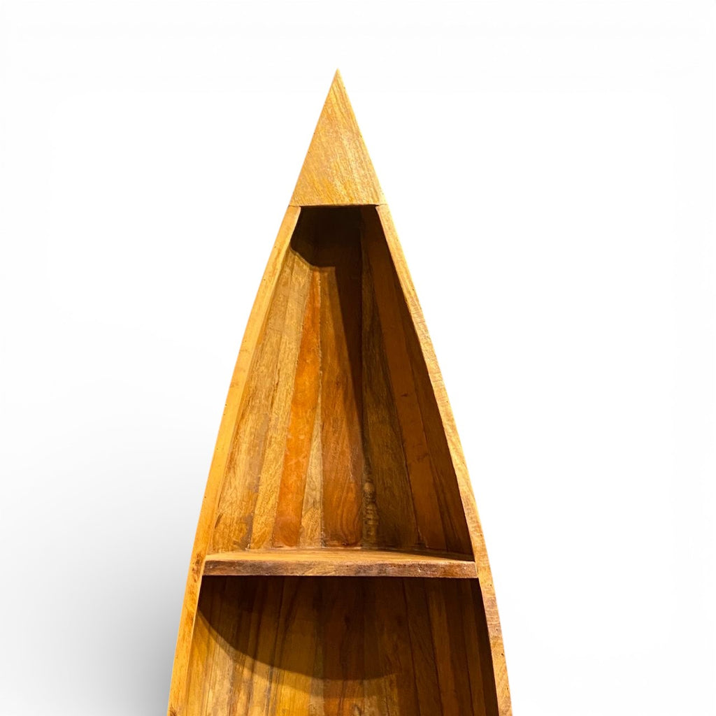 Antique Boat Style Book Rack – handcrafted vintage Indian decor from Jodhpur, Rajasthan