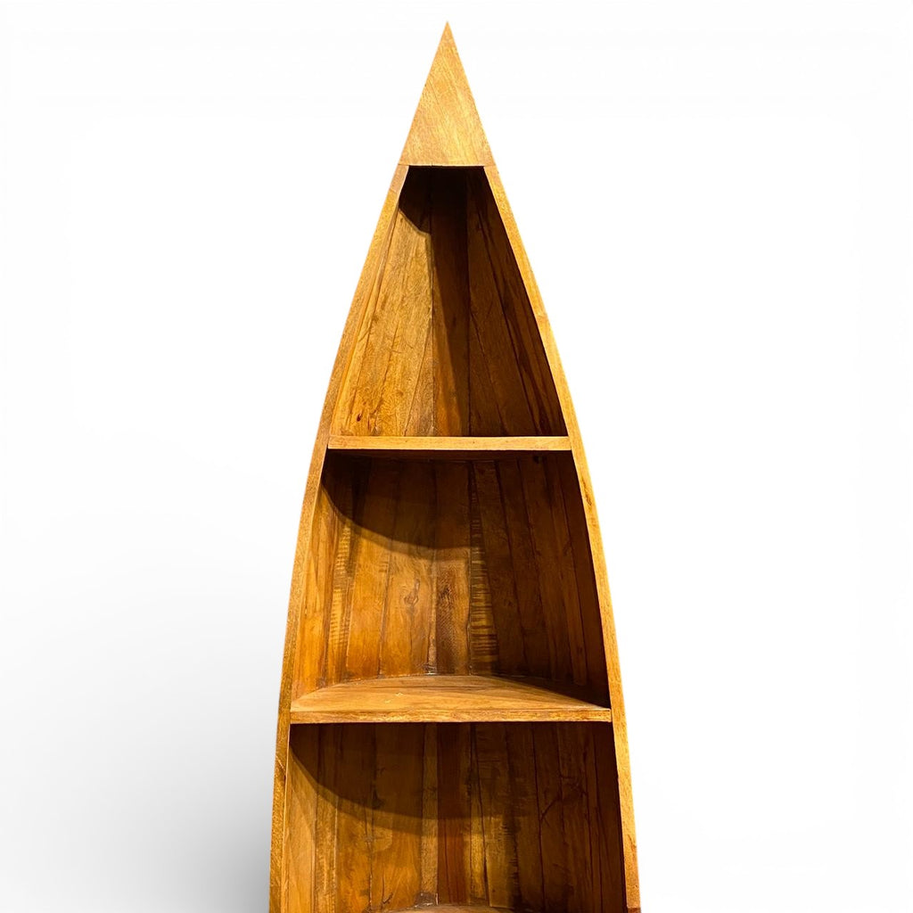 Antique Boat Style Book Rack – handcrafted vintage Indian decor from Jodhpur, Rajasthan