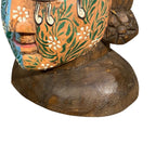 Hand Painted Wooden Buddha Head
