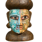 Hand Painted Wooden Buddha Head