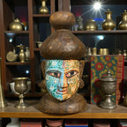 Hand Painted Wooden Buddha Head