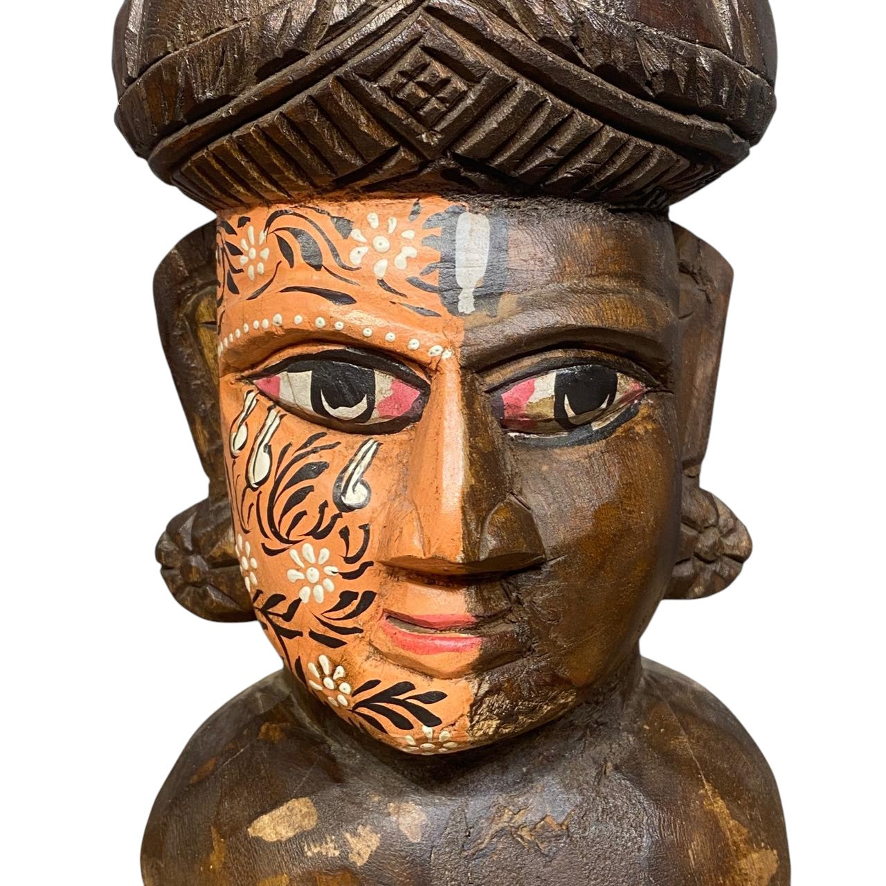 Hand Painted Wooden Buddha Head