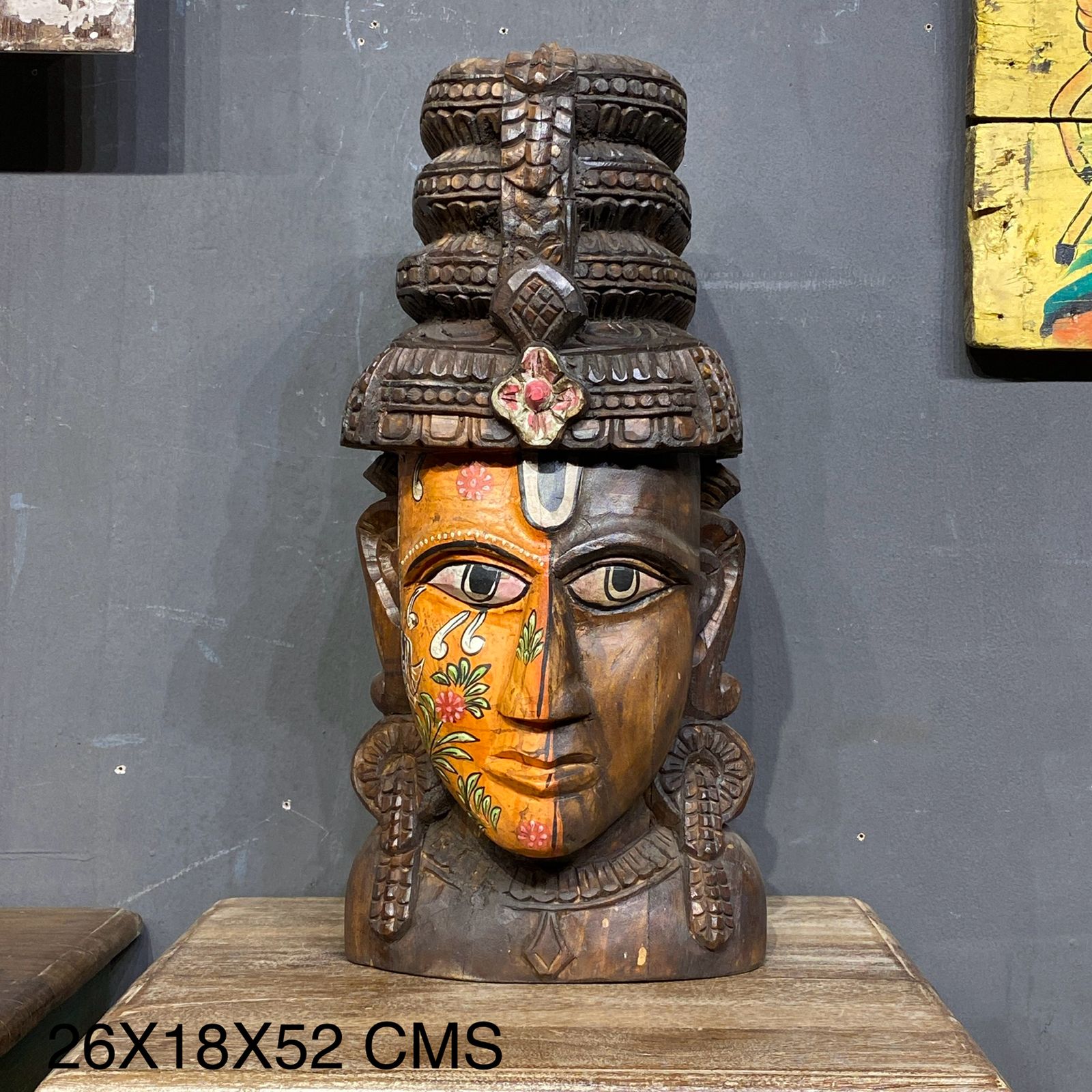 Handpainted Wooden Buddha Head