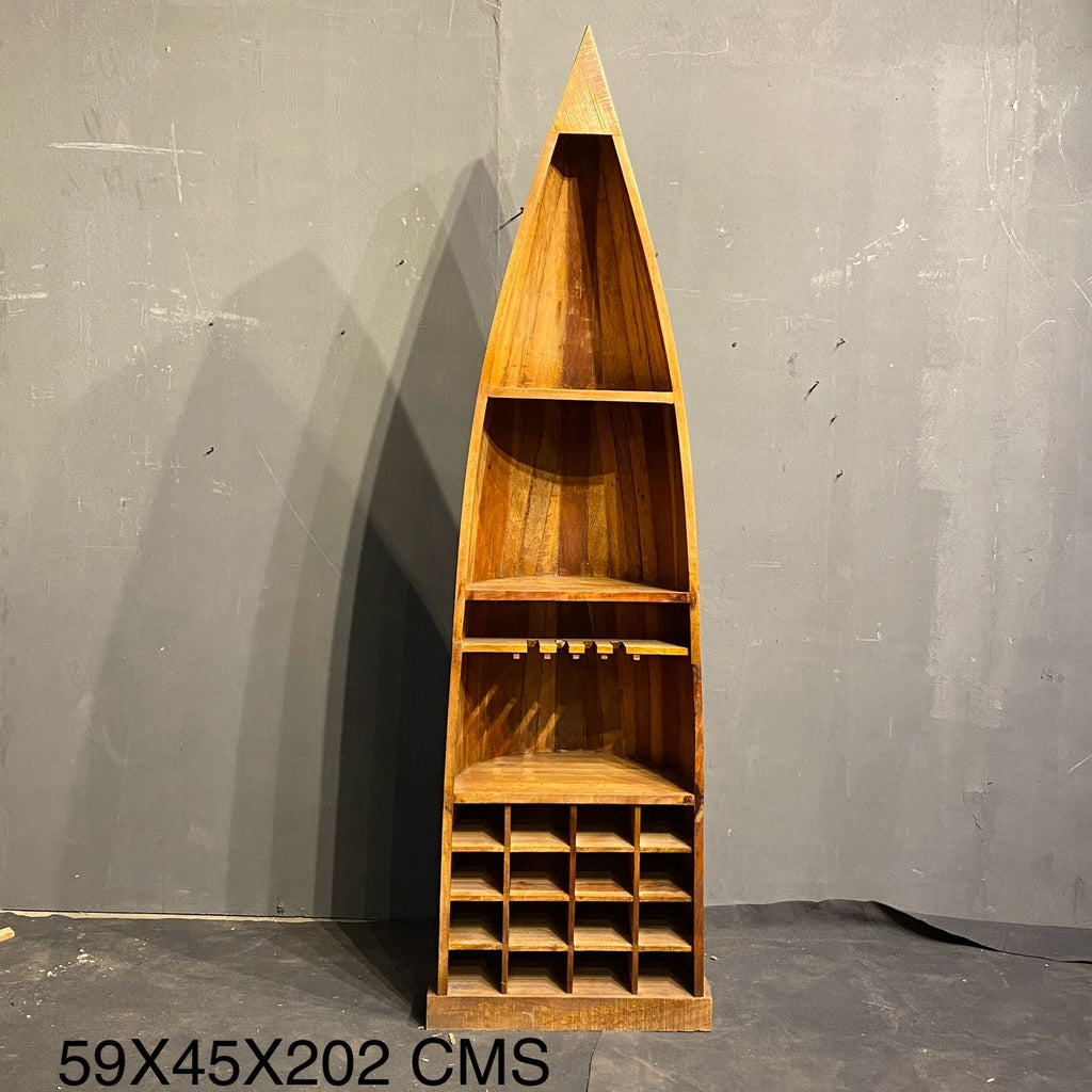 Antique Boat Style Book Rack – handcrafted vintage Indian decor from Jodhpur, Rajasthan