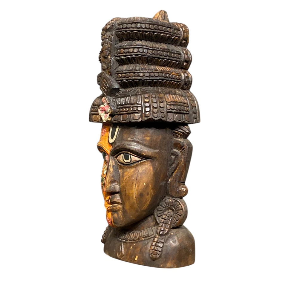 Handpainted Wooden Buddha Head