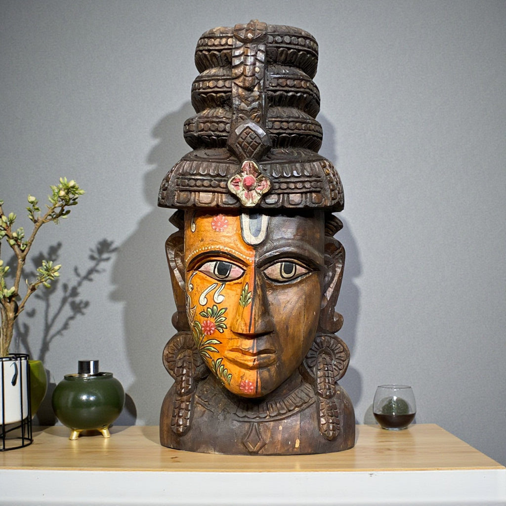 Handpainted Wooden Buddha Head