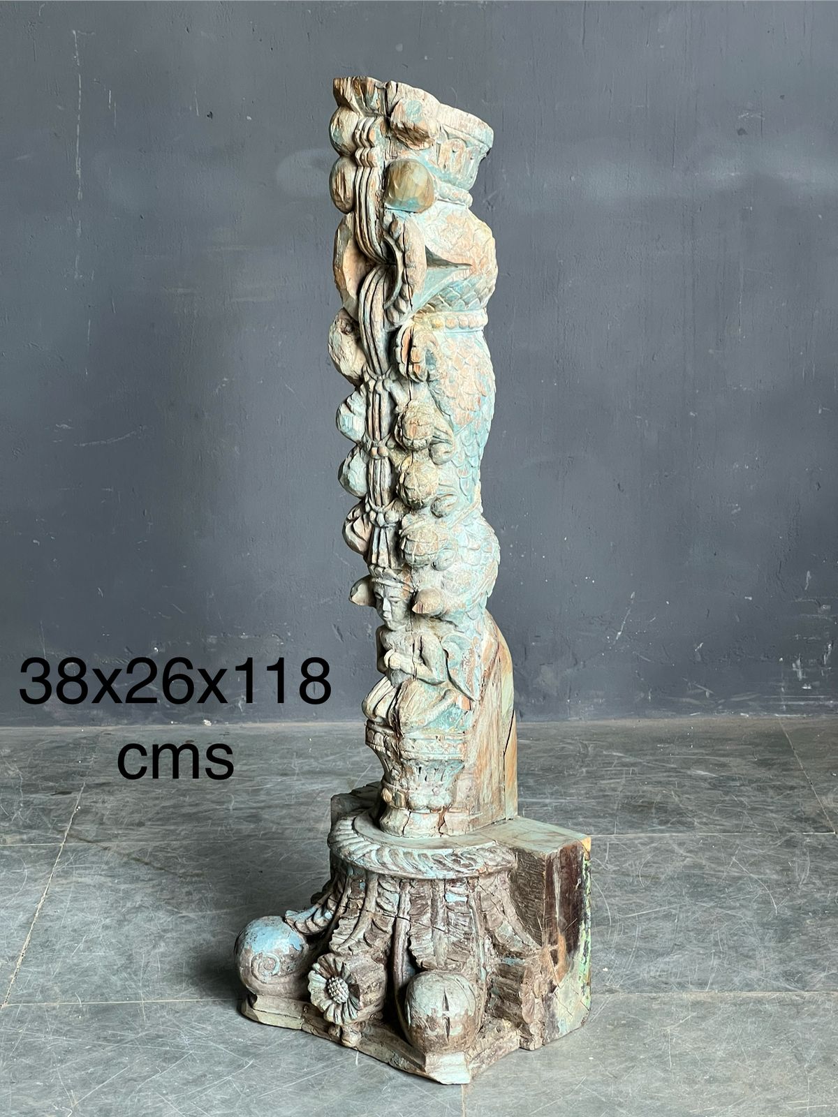 Antique Turquoise Bracket – handcrafted vintage Indian decor from Jodhpur, Rajasthan