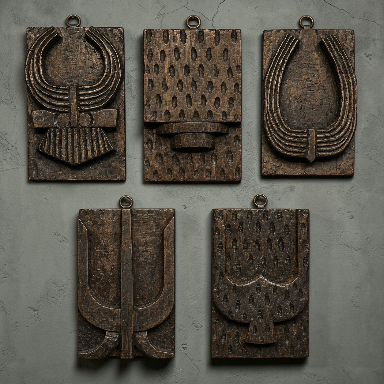 Handmade Naga Heritage Wall Plaques | Reclaimed Wood Decor Set