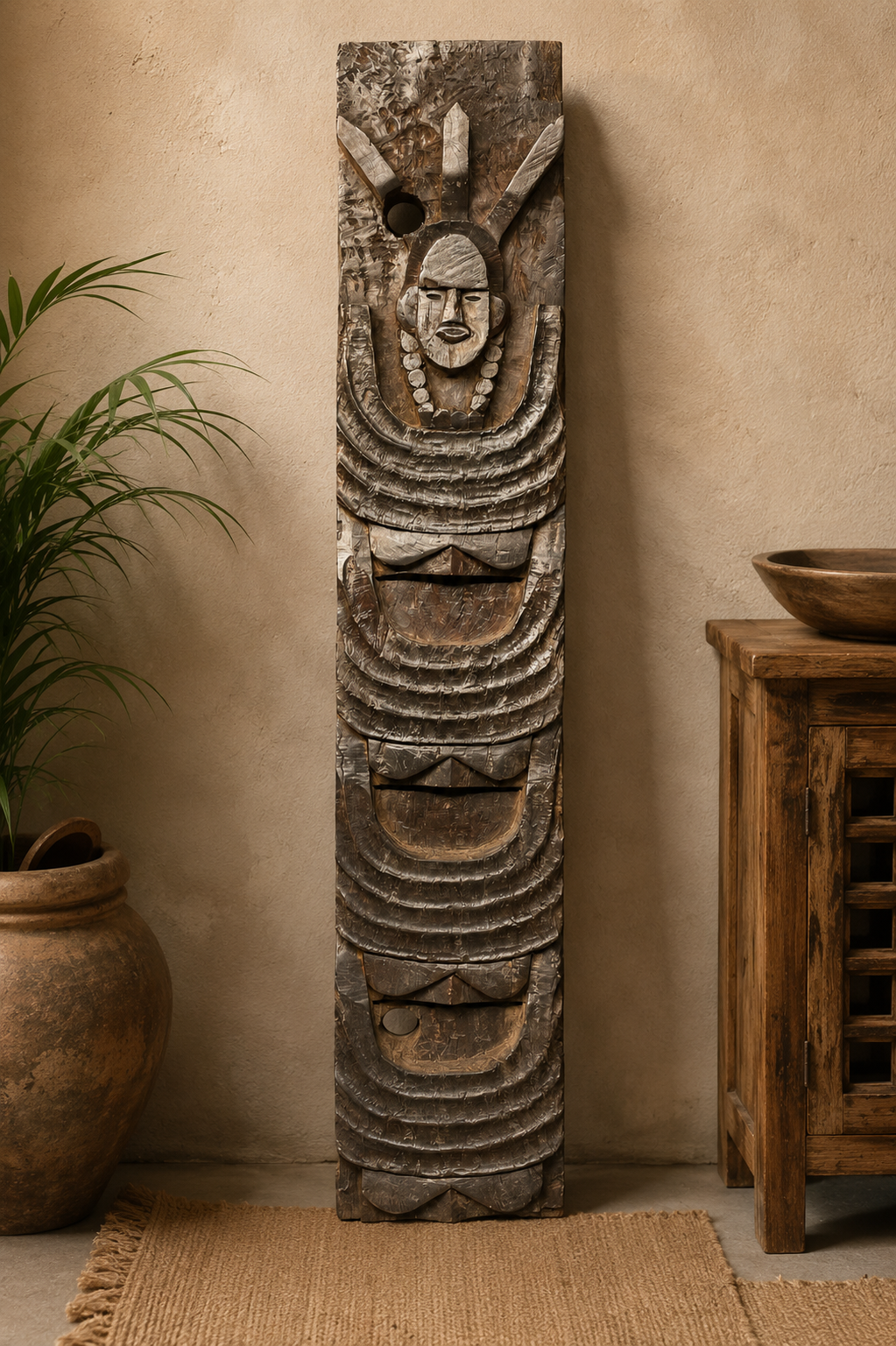 wooden hand carved naga panel