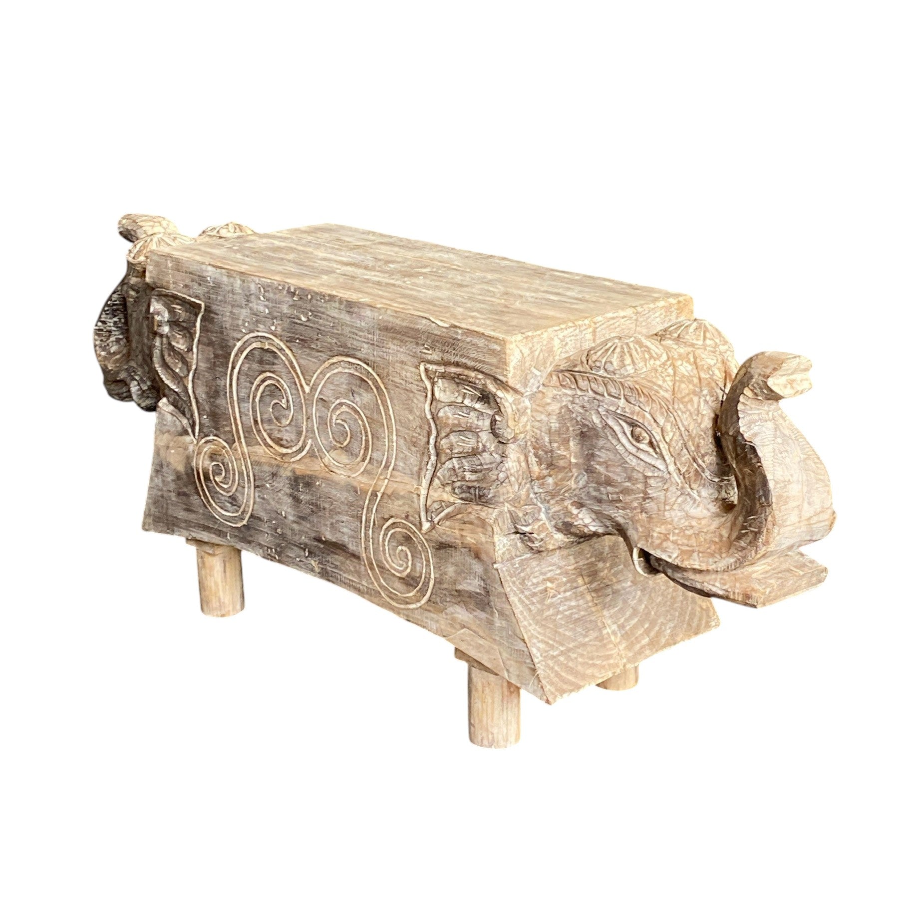 WOODEN ELEPHANT BENCH